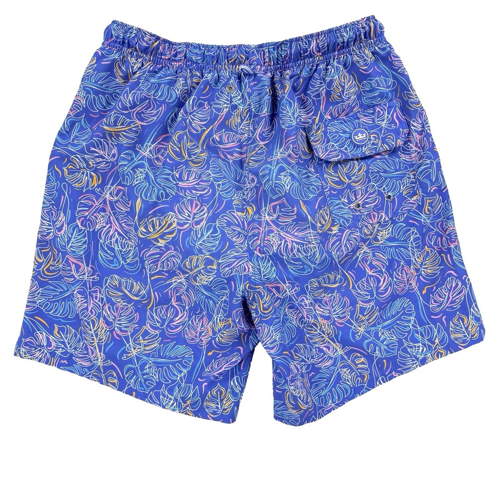 Mens Peter Millar Seaside Collection Board Shorts Swim Trunks Blue Leaves Medium - Picture 5 of 9